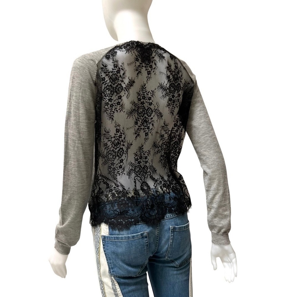Mason 100% Cashmere Top Women Sheer Black Lace Size Small Office Siren Coquette - Picture 12 of 15